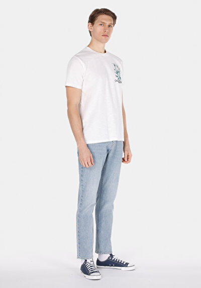 Image de T-shirt À Manches Courtes Blanc Regular Fit Droit Homme