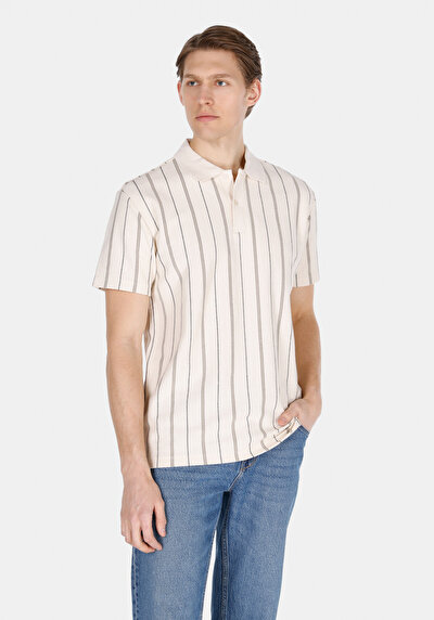 Image de T-shirt Polo À Manches Courtes Ecru Jakarli Comfort Fit Homme