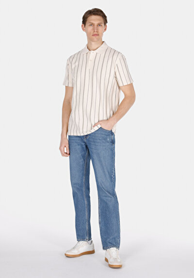 Image de T-shirt Polo À Manches Courtes Ecru Jakarli Comfort Fit Homme