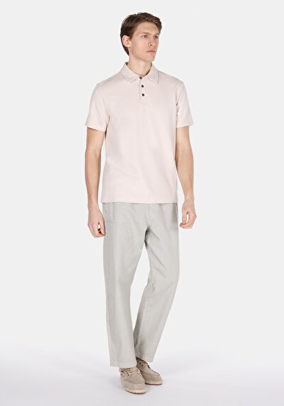 Image de T-shirt Polo À Manches Courtes Beige Droit Regular Fit Homme