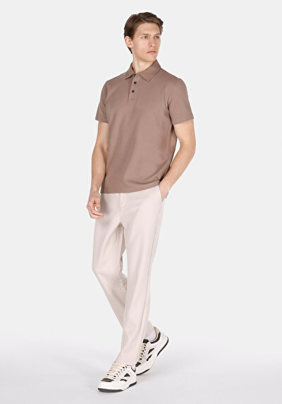 Image de T-shirt Polo À Manches Courtes Marron Droit Regular Fit Homme