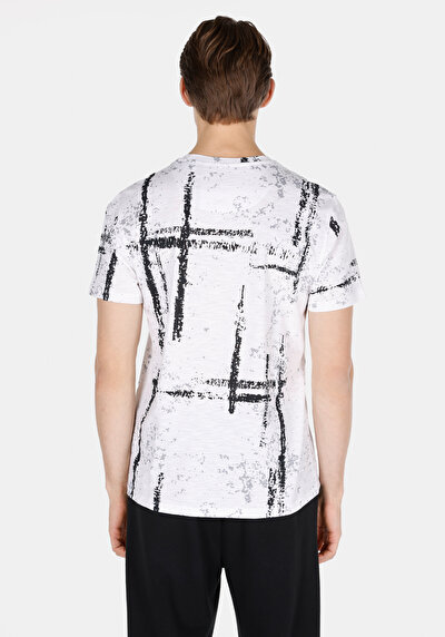 Image de T-shirt À Manches Courtes Blanc Regular Fit Imprimé Homme