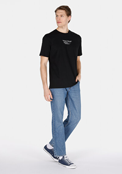 Image de T-shirt À Manches Courtes Noir Comfort Fit Droit Homme