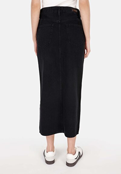 Image de Jupe Noir Slim Fit Droit Jean Mdi Femme