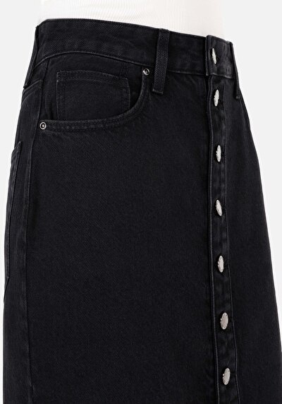 Image de Jupe Noir Slim Fit Droit Jean Mdi Femme