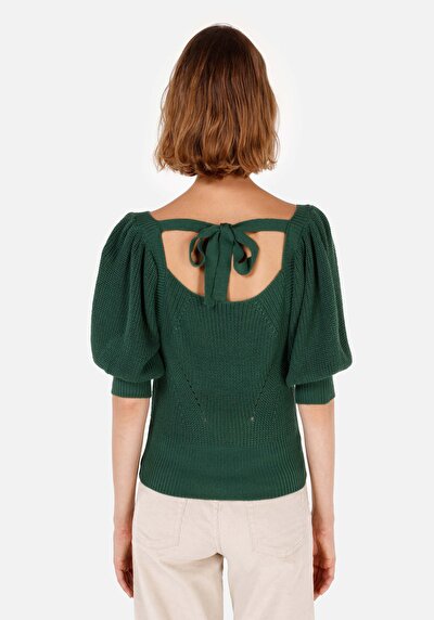 Image de Pull Vert Regular Fit Manches Ballon  Femme