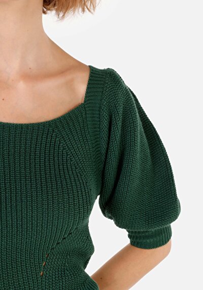 Image de Pull Vert Regular Fit Manches Ballon  Femme
