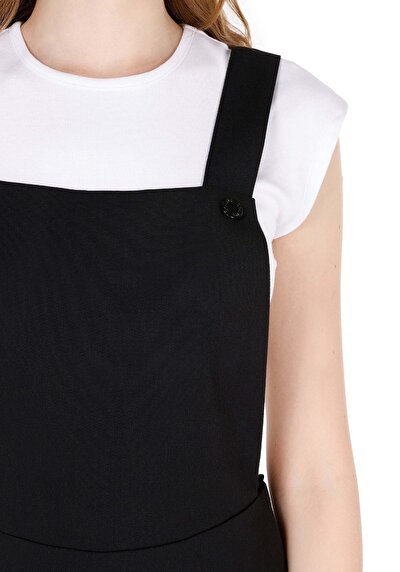 Image de Robe Noir Regular Fit Sans Manches Mini Sergé Femme
