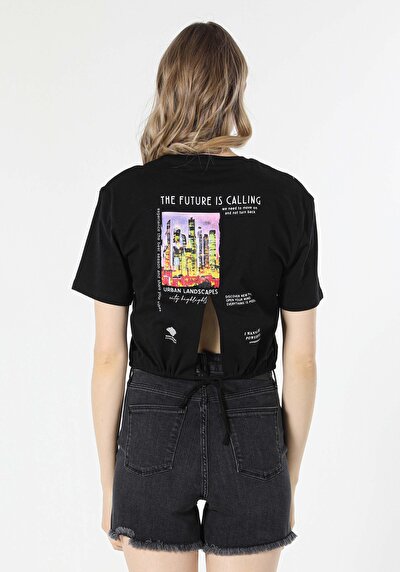 Image de T-shirt À Manches Courtes Noir Regular Fit Femme