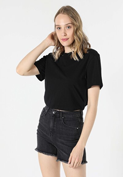 Image de T-shirt À Manches Courtes Noir Regular Fit  Femme