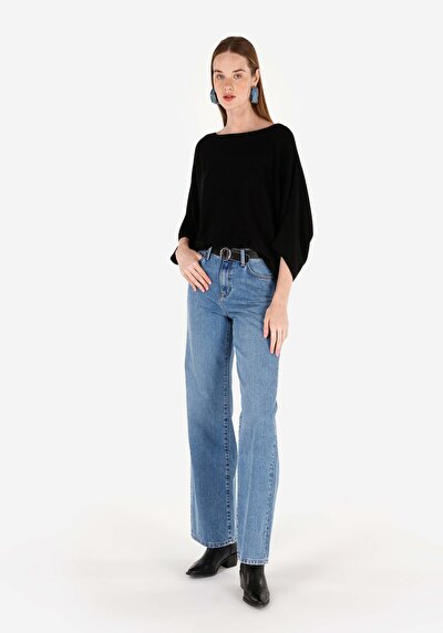 Image de Pull Noir Regular Fit Manches Trois-quarts  Femme