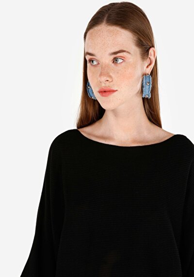 Image de Pull Noir Regular Fit Manches Trois-quarts  Femme