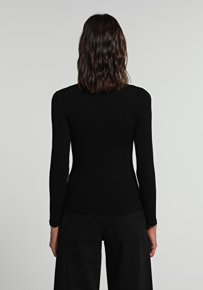 Image de T-shirt Noir Slim Fit Manches Longues  Femme
