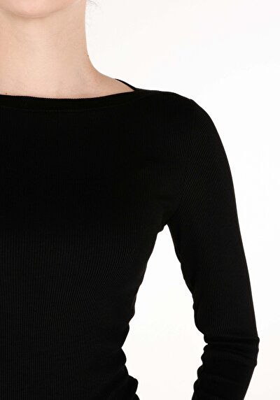 Image de T-shirt Noir Slim Fit Manches Longues  Femme
