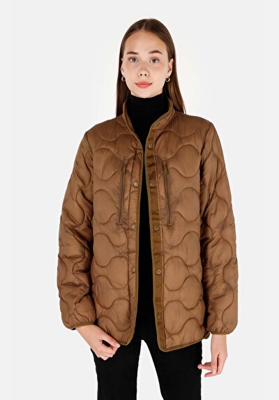 Image de Veste Marron Regular Fit Manches Longues Matelassé Femme