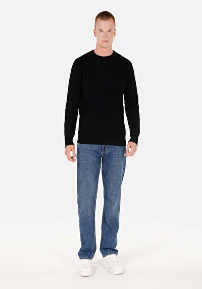 Image de Pull Noir Regular Fit Manches Longues  Homme