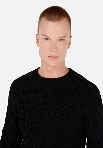 Image de Pull Noir Regular Fit Manches Longues  Homme