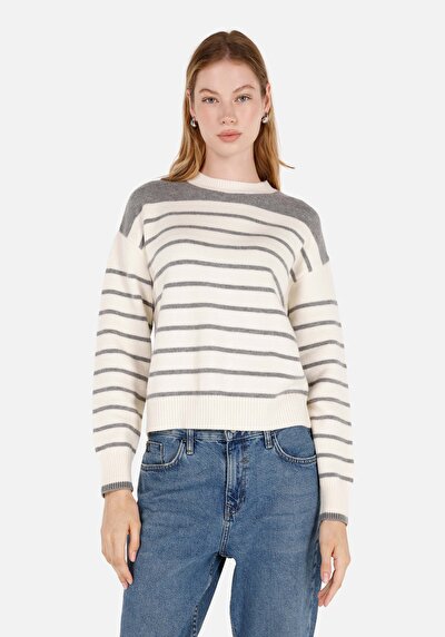 Image de Pull Ecru Regular Fit Manches Longues  Femme