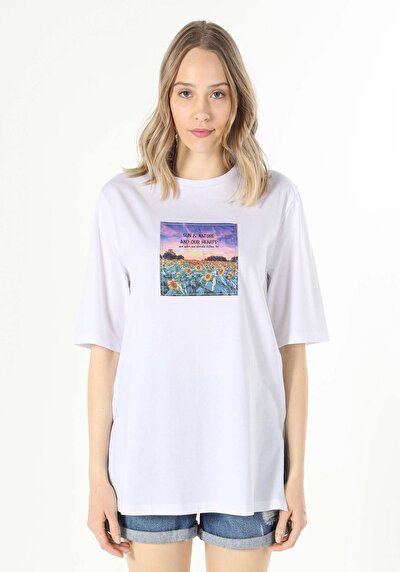 Image de T-shirt À Manches Courtes Blanc Regular Fit  Femme