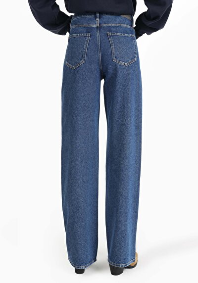 Afficher les détails de 970 Berry Pantalon Bleu Wide Leg  En  Regular Fit Femme