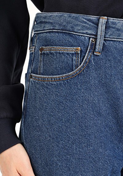 Afficher les détails de 970 Berry Pantalon Bleu Wide Leg  En  Regular Fit Femme