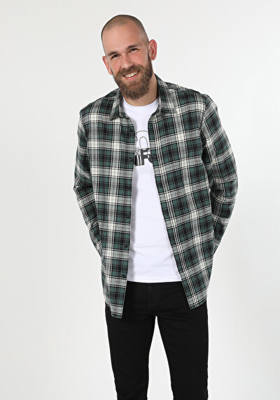 Image de Chemise À Manches Longues Vert Regular Fit   Homme