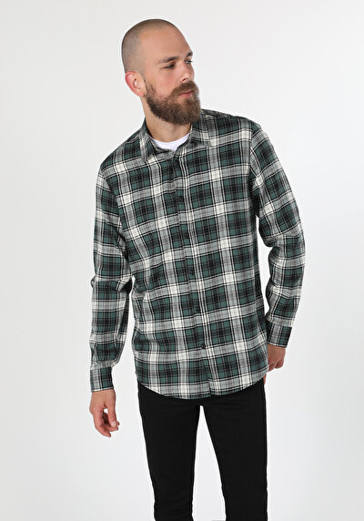 Image de Chemise À Manches Longues Vert Regular Fit Homme