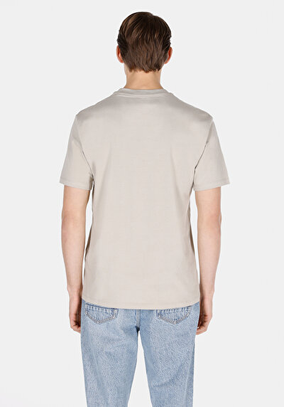 Image de T-shirt À Manches Courtes Beige Comfort Fit Droit Homme