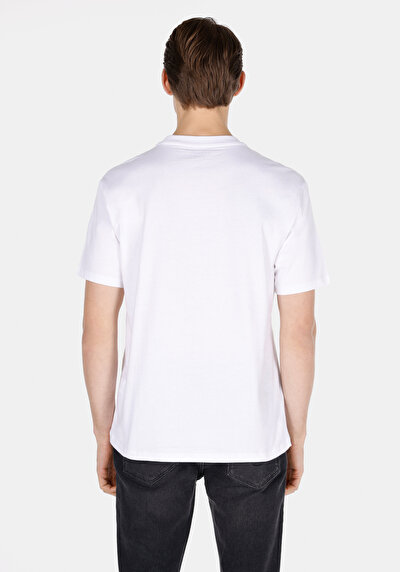 Image de T-shirt À Manches Courtes Blanc Comfort Fit Droit Homme