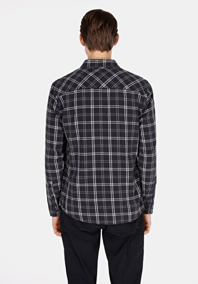 Image de Chemise À Manches Longues Noir Regular Fit Carré Flanelle Homme