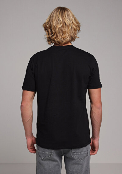 Image de T-shirt À Manches Courtes Noir Regular Fit Droit Homme