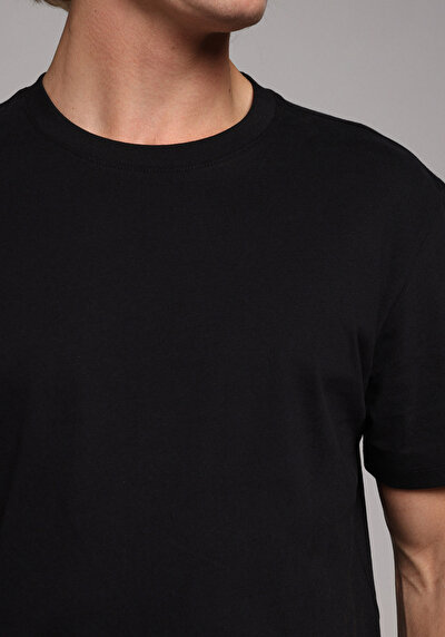 Image de T-shirt À Manches Courtes Noir Regular Fit Droit Homme