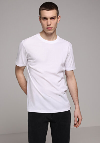 Image de T-shirt À Manches Courtes Blanc Regular Fit Droit Homme