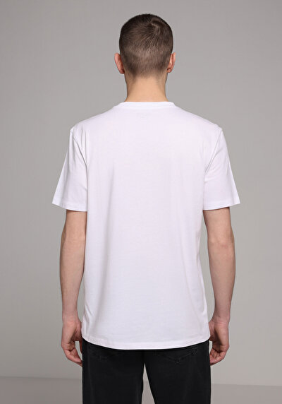 Afficher les détails de T-shirt À Manches Courtes Blanc Regular Fit Droit Homme