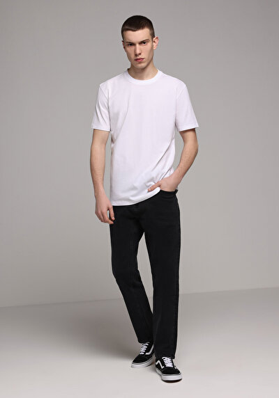 Afficher les détails de T-shirt À Manches Courtes Blanc Regular Fit Droit Homme