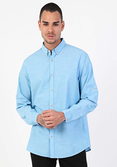 Image de Chemise À Manches Longues Bleu Regular Fit   Homme