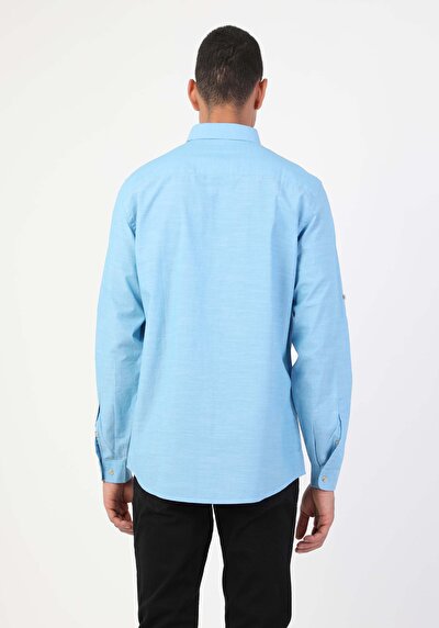 Image de Chemise À Manches Longues Bleu Regular Fit Homme