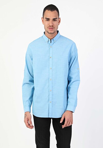 Image de Chemise À Manches Longues Bleu Regular Fit   Homme