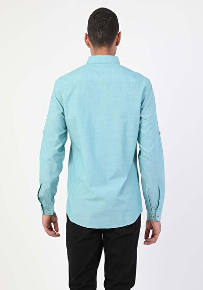 Image de Chemise À Manches Longues Vert Regular Fit Homme