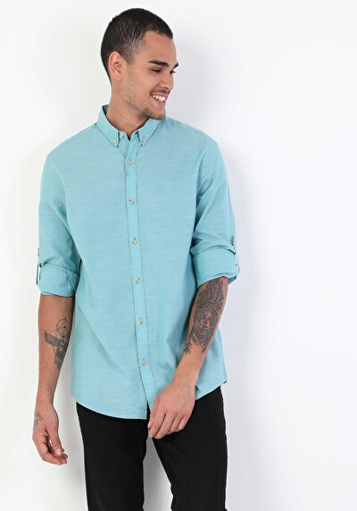 Image de Chemise À Manches Longues Vert Regular Fit Homme