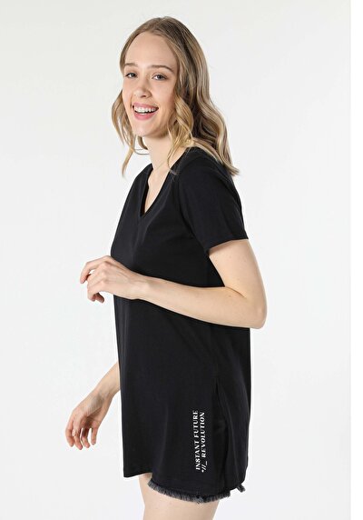 Image de T-shirt À Manches Courtes Noir Regular Fit  Femme