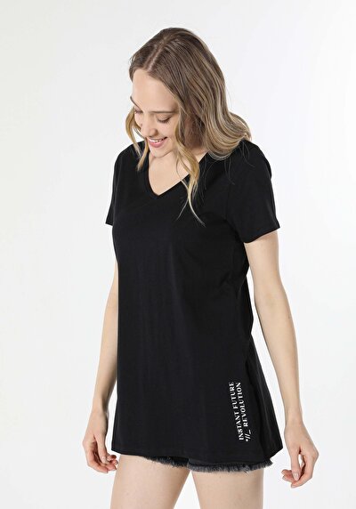 Image de T-shirt À Manches Courtes Noir Regular Fit  Femme