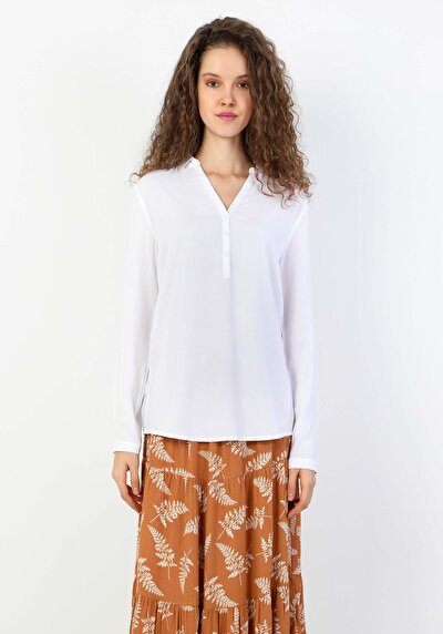 Image de Chemise À Manches Longues Blanc Regular Fit   Femme