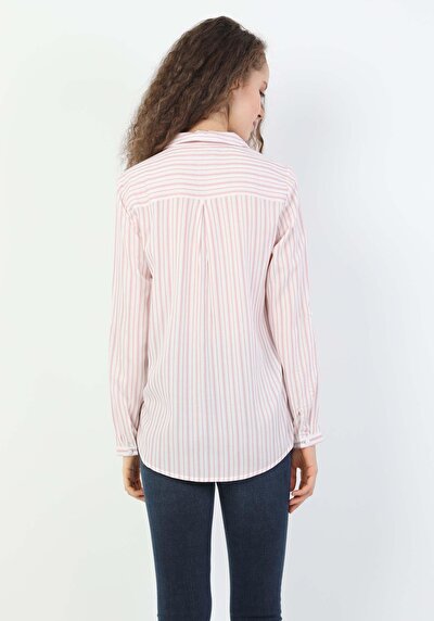 Image de Chemisier À Manches Longues Rose Regular Fit Femme