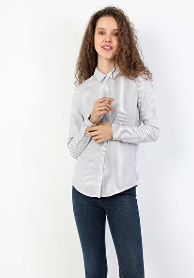 Image de Chemise À Manches Longues Bleu Regular Fit Femme