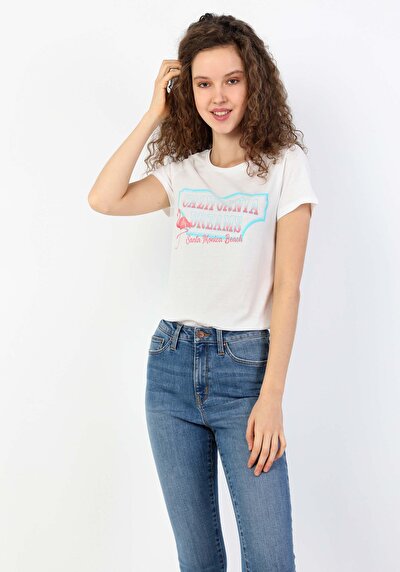 Image de T-shirt À Manches Courtes Blanc Regular Fit Femme