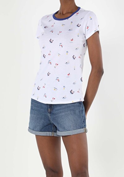 Image de T-shirt À Manches Courtes Blanc Regular Fit  Femme
