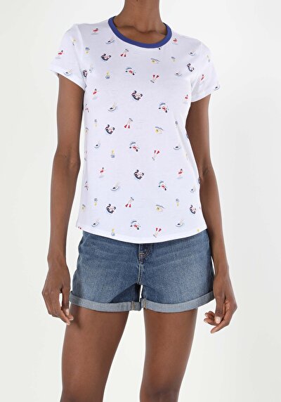 Image de T-shirt À Manches Courtes Blanc Regular Fit  Femme