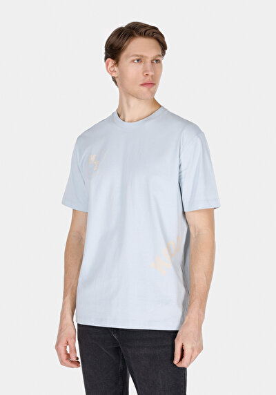 Image de T-shirt À Manches Courtes Bleu Comfort Fit Droit Homme