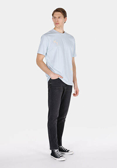 Image de T-shirt À Manches Courtes Bleu Comfort Fit Droit Homme